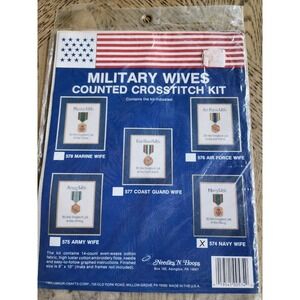 NEEDLES N HOOPS USA MADE MILITARY WIVES NAVY 574 COUNTED CROSS STITCH KIT NEW
